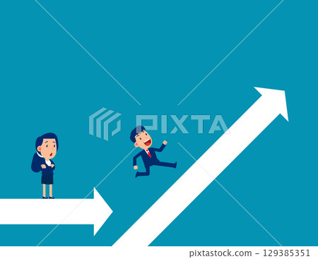 Up. Business leader running chart growth and look forward Up. Business leader running chart growth and look forward 129385351