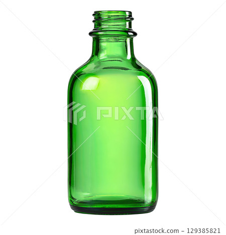 Clear Glass Bottle with Bright Green Tint Ideal for Creative Product Display and Minimalist Designs 129385821
