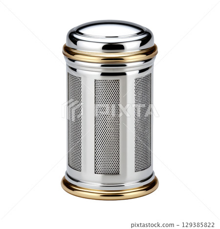 Elegant Modern Trash Can with Stainless Steel Finish and Gold Accents for Home and Office Use 129385822