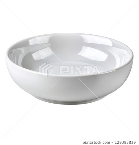 Simple and Elegant White Ceramic Bowl for Serving Food, Dining, and Kitchen Use with Smooth Glossy Finish 129385839