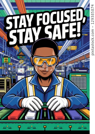 Stay Focused and Stay Safe Poster for Factory Setting 129385874