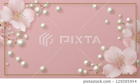 粉紅色花朵和珍珠的優雅背景 129385954