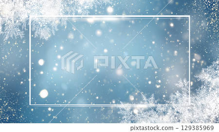 Light winter frame with snowflakes 129385969