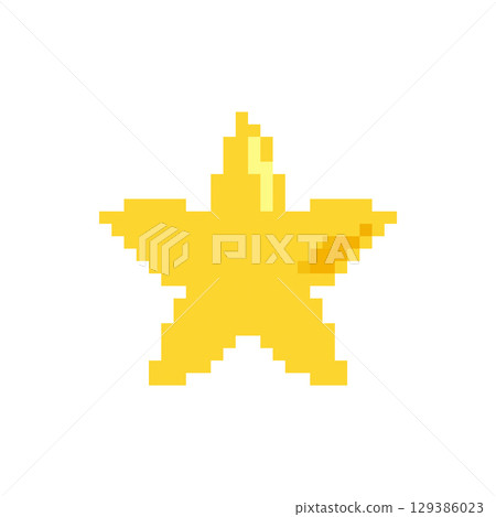 Pixel Art Star Cute Yellow 8-Bit Icon for Games, UI or Magical Design 129386023