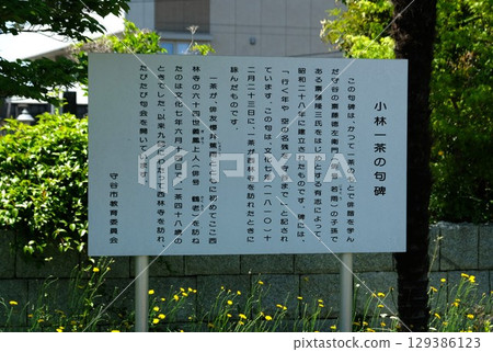 守谷市的西林寺有一座刻有一茶俳句的紀念碑。 129386123