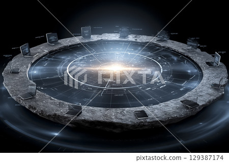 A central AI agent controls devices arranged in a circle. 129387174