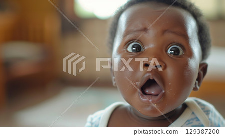 大眼睛、張著嘴巴的可愛嬰兒——生成式人工智慧 129387200