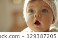 Adorable Baby Seven with Big Eyes and Open Mouth - Generative AI 129387205