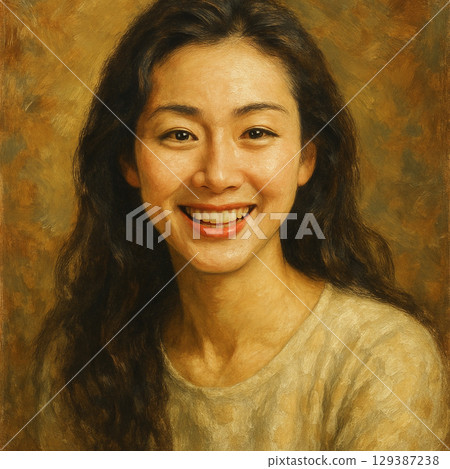 一個女人帶著美好的微笑 129387238