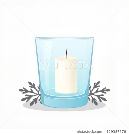 Elegant New Year's candle holder with snowflakes, winter decor Elegant New Year's candle holder with snowflakes, winter decor 129387376