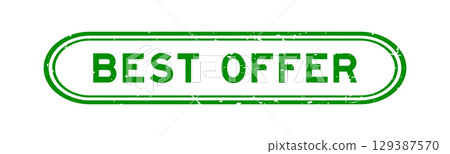 Grunge green best offer word rubber seal stamp on white background 129387570