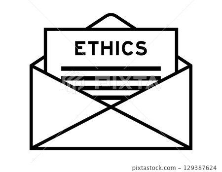 Envelope and letter sign with word ethics as the headline 129387624