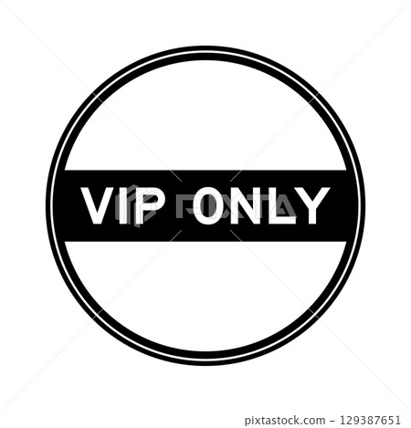 Black color round seal sticker in word VIP (abbreviation of very important person) only on white background Black color round seal sticker in word VIP (abbreviation of very important person) only on white background 129387651