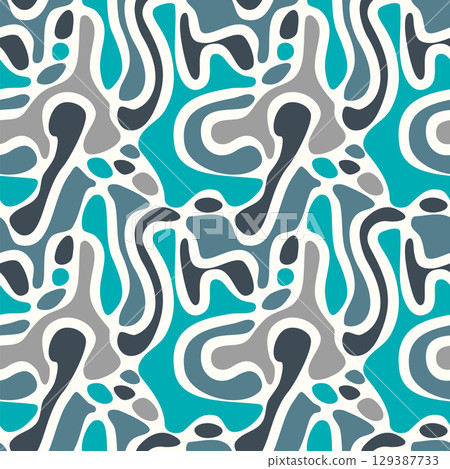 Abstract seamless pattern with fluid organic shapes, creating a dynamic, modern design. Vector illustration. Abstract seamless pattern with fluid organic shapes, creating a dynamic, modern design. Vector illustration. 129387733