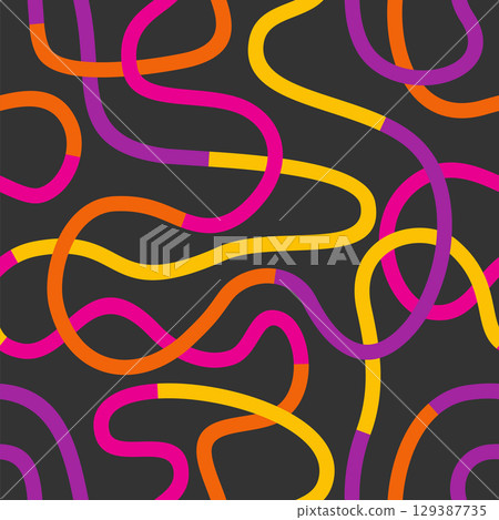 Abstract pattern of evenly spaced curving lines forming intricate decorative layout. Vector illustration. 129387735