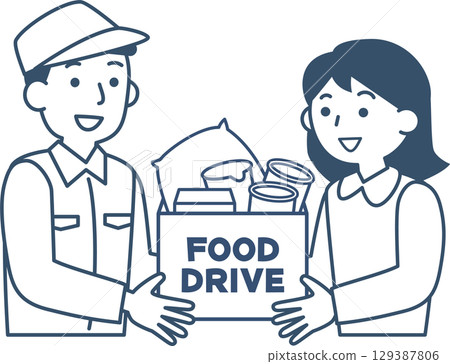 參加食物募捐活動的人們 129387806