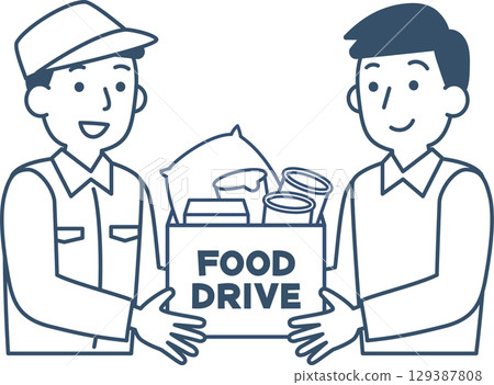 參加食物募捐活動的男士 參加食物募捐活動的男士 129387808