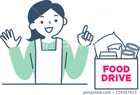 Women participating in a food drive 129387813