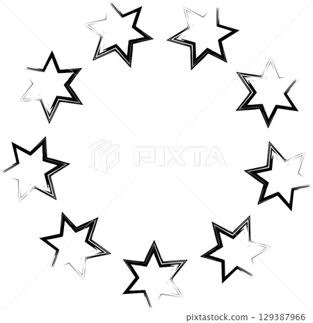 Hand drawn ink stars, icon, symbol, logo. Doodle sketchy brush style Hand drawn ink stars, icon, symbol, logo. Doodle sketchy brush style 129387966