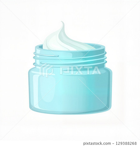 Minimalistic acne spot treatment jar in pastel blue, skincare concept 129388268