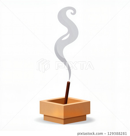 Elegant incense stick releasing gentle smoke, minimalist tranquility 129388281