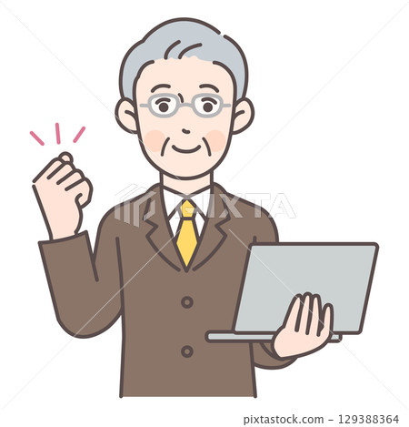 Businessman posing with a laptop 3 Businessman posing with a laptop 3 129388364