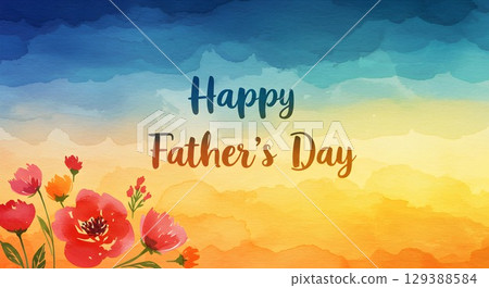 Happy father's day with flowers background 129388584