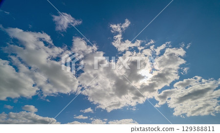 A Beautiful Cloudy Sky with Glorious Sunlight Casting a Radiant Glow Over the Landscape A Beautiful Cloudy Sky with Glorious Sunlight Casting a Radiant Glow Over the Landscape 129388811