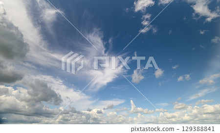 Dynamic Cloud Patterns in a Clear Blue Sky Natures Artwork Unfolding Every Day Dynamic Cloud Patterns in a Clear Blue Sky Natures Artwork Unfolding Every Day 129388841