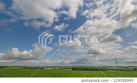 A Serene Cloudy Sky Over Beautiful Green Fields That Captivates the Human Imagination Delightfully 129388845