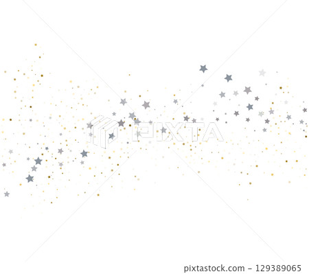 Silver And Gold Star Confetti Vector For Christmas Celebration Design 129389065