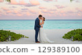 wedding couple on the tropical beach 129389100