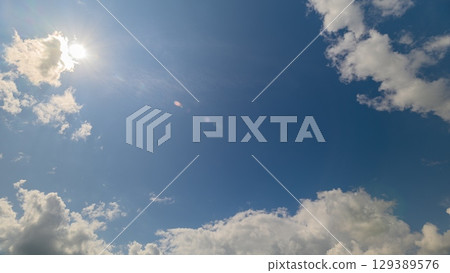 A Bright and Luminous Sky with Fluffy Clouds That Enhances Its Beauty and Appeal 129389576