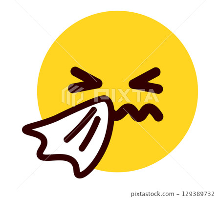 Sneezing/Illness Emoji, Emoticon, Facial Expression Illustration Sneezing/Illness Emoji, Emoticon, Facial Expression Illustration 129389732