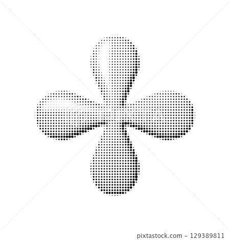 Glossy 3D abstract shape with rounded drops and halftone texture. Vector pop-art design element isolated on transparent background, modern and playful. Glossy 3D abstract shape with rounded drops and halftone texture. Vector pop-art design element isolated on transparent background, modern and playful. 129389811