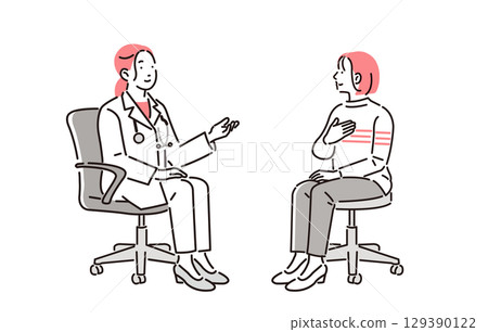 Hospital examination scene female doctor Hospital examination scene female doctor 129390122