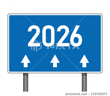 blue traffic sign direction 2026 isolated vector illustration 129390955