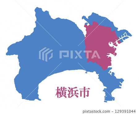 Kanagawa Prefecture Yokohama City Map Illustration Kanagawa Prefecture Yokohama City Map Illustration 129391044