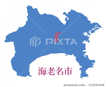 Kanagawa Prefecture Ebina City Map Illustration Kanagawa Prefecture Ebina City Map Illustration 129391046