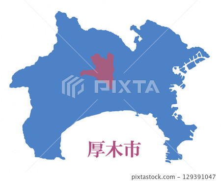 Kanagawa Prefecture Atsugi City Map Illustration Kanagawa Prefecture Atsugi City Map Illustration 129391047