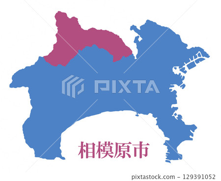 Kanagawa Prefecture Sagamihara City Map Illustration 129391052