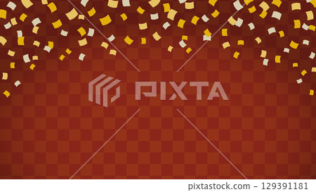 帶有紅色格子圖案和金色五彩紙屑的日式背景材料 帶有紅色格子圖案和金色五彩紙屑的日式背景材料 129391181