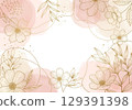 Watercolor fall foliage frame with soft light blush roses and leaves. Perfect wedding stationery, greeting cards, fashion and decoration 129391398