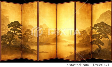 Beautiful folding screen image 02 129391671