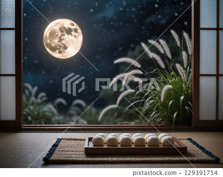 Autumn scenery of the moon viewing 129391754