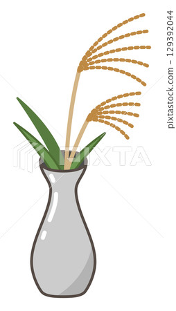 Illustration of Japanese pampas grass in a vase Illustration of Japanese pampas grass in a vase 129392044
