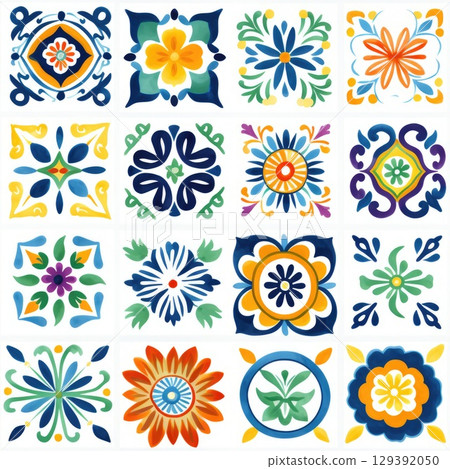 italian majolica tiles ornate decoration wall texture, ai italian majolica tiles ornate decoration wall texture, ai 129392050