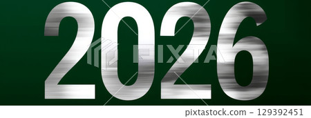 Happy new year 2026 - festive new year party background greeting card with text - Golden yellow fireworks in dark black night. The numbers are written on a green background, banner Happy new year 2026 - festive new year party background greeting card with text - Golden yellow fireworks in dark black night. The numbers are written on a green background, banner 129392451