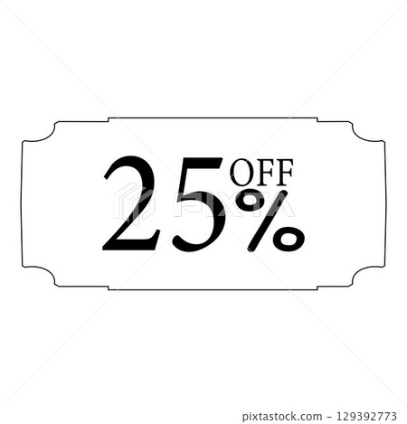 Black and White Coupon and Discount Ticket Outline Vector 129392773