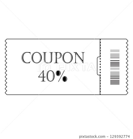 Black and White Coupon and Discount Ticket Outline Vector Black and White Coupon and Discount Ticket Outline Vector 129392774